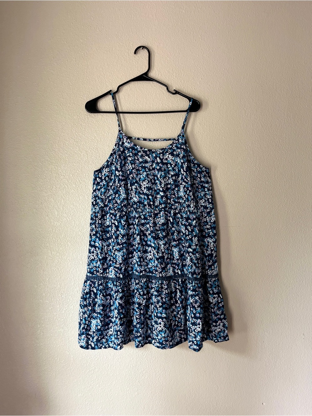Mossimo Supply Co. Navy Blue Floral Top with Light Blue and Pink Accents